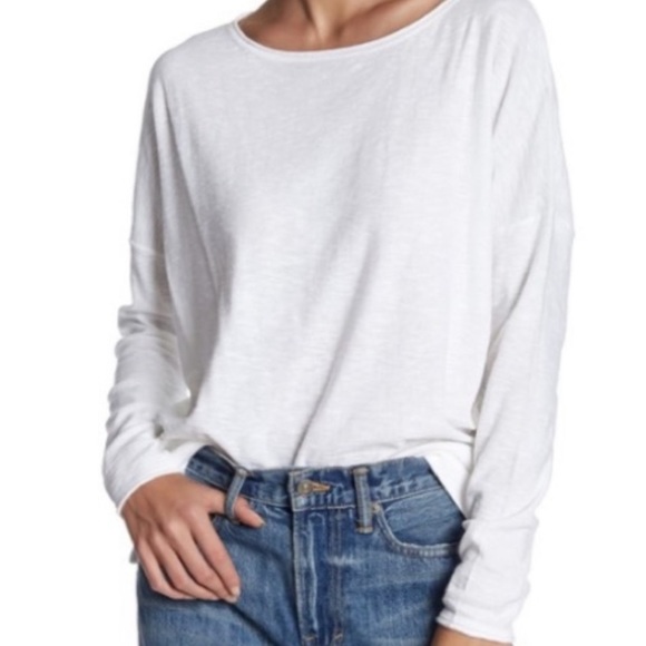 ⭐️ Vince white long sleeve boat neck dressy oversized blouse top women size S